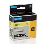 Dymo eredeti címkenyomtató szalag, Dymo, 18432, S0718450, fekete nyomtatás/sárga hátlap, 5.5m, 12mm, RHINO vinyl profi D1