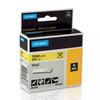 Dymo eredeti címkenyomtató szalag, Dymo, 18433, S0718470, fekete nyomtatás/sárga hátlap, 5.5m, 19mm, RHINO vinyl profi D1 Dymo eredeti címkenyomtató szalag, Dymo, 18433, S0718470, fekete nyomtatás/sárga hátlap, 5.5m, 19mm, RHINO vinyl profi D1