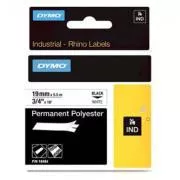 Dymo eredeti címkenyomtató szalag, Dymo, 18484, fekete nyomtatás/fehér hátlap, 5,5m, 19mm, RHINO tartós poliészter D1