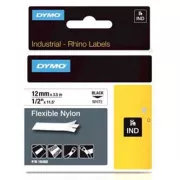 Dymo eredeti címkenyomtató szalag, Dymo, 18488, fekete nyomtatás/fehér hátlap, 3.5m, 12mm, RHINO nejlon flexibilis