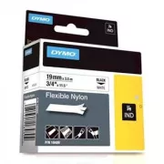Dymo eredeti címkenyomtató szalag, Dymo, 18489, fekete nyomtatás/fehér hátlap, 3.5m, 19mm, RHINO nejlon flexibilis