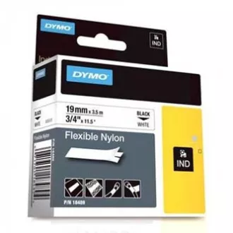 Dymo eredeti címkenyomtató szalag, Dymo, 18489, fekete nyomtatás/fehér hátlap, 3.5m, 19mm, RHINO nejlon flexibilis