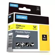 Dymo eredeti címkenyomtató szalag, Dymo, 18490, fekete nyomtatás/sárga hátlap, 3.5m, 12mm, RHINO rugalmas nejlon