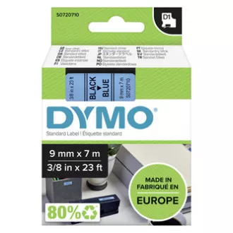 Dymo eredeti címkenyomtató szalag, Dymo, 40916, S0720710, fekete nyomtatás/kék hátlap, 7m, 9mm, D1