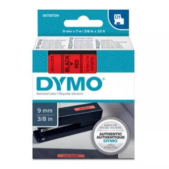 Dymo eredeti címkenyomtató szalag, Dymo, 40917, S0720720, fekete nyomtatás/piros hátlap, 7m, 9mm, D1 Dymo eredeti címkenyomtató szalag, Dymo, 40917, S0720720, fekete nyomtatás/piros hátlap, 7m, 9mm, D1