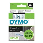 Dymo eredeti címkenyomtató szalag, Dymo, 45014, S0720540, kék nyomtatás/fehér hátlap, 7m, 12mm, D1