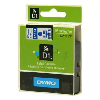 Dymo eredeti címkenyomtató szalag, Dymo, 45014, S0720540, kék nyomtatás/fehér hátlap, 7m, 12mm, D1