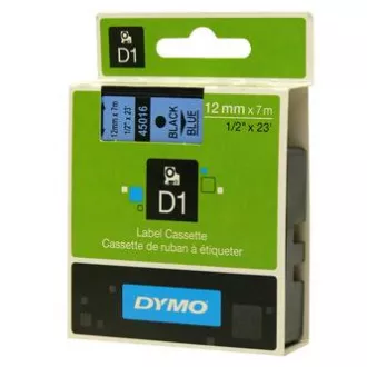 Dymo eredeti címkenyomtató szalag, Dymo, 45016, S0720560, fekete nyomtatás/kék hátlap, 7m, 12mm, D1