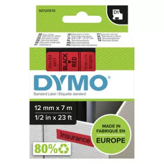 Dymo eredeti címkenyomtató szalag, Dymo, 45017, S0720570, fekete nyomtatás/piros hátlap, 7m, 12mm, D1