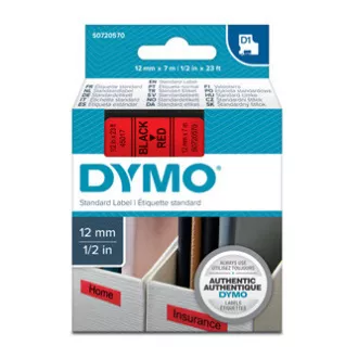Dymo eredeti címkenyomtató szalag, Dymo, 45017, S0720570, fekete nyomtatás/piros hátlap, 7m, 12mm, D1
