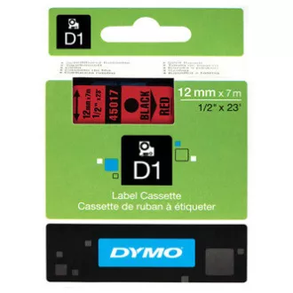 Dymo eredeti címkenyomtató szalag, Dymo, 45017, S0720570, fekete nyomtatás/piros hátlap, 7m, 12mm, D1