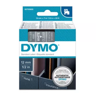 Dymo eredeti címkenyomtató szalag, Dymo, 45020, S0720600, fehér nyomtatás/átlátszó hátlap, 7m, 12mm, D1