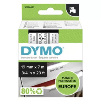 Dymo eredeti címkenyomtató szalag, Dymo, 45800, S0720820, fekete nyomtatás/átlátszó hátlap, 7m, 19mm, D1
