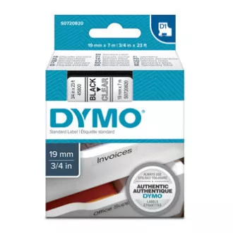 Dymo eredeti címkenyomtató szalag, Dymo, 45800, S0720820, fekete nyomtatás/átlátszó hátlap, 7m, 19mm, D1