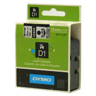 Dymo eredeti címkenyomtató szalag, Dymo, 45800, S0720820, fekete nyomtatás/átlátszó hátlap, 7m, 19mm, D1