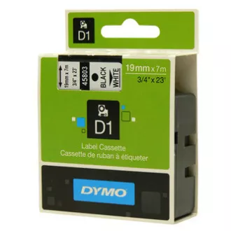 Dymo eredeti címkenyomtató szalag, Dymo, 45803, S0720830, fekete nyomtatás/fehér hátlap, 7m, 19mm, D1