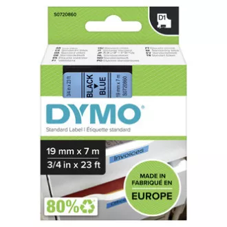 Dymo eredeti címkenyomtató szalag, Dymo, 45806, S0720860, fekete nyomtatás/kék hátlap, 7m, 19mm, D1