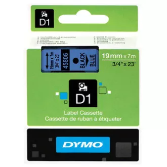 Dymo eredeti címkenyomtató szalag, Dymo, 45806, S0720860, fekete nyomtatás/kék hátlap, 7m, 19mm, D1