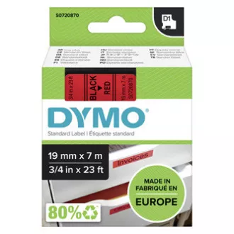 Dymo eredeti címkenyomtató szalag, Dymo, 45807, S0720870, fekete nyomtatás/piros hátlap, 7m, 19mm, D1 Dymo eredeti címkenyomtató szalag, Dymo, 45807, S0720870, fekete nyomtatás/piros hátlap, 7m, 19mm, D1