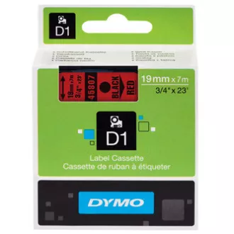 Dymo eredeti címkenyomtató szalag, Dymo, 45807, S0720870, fekete nyomtatás/piros hátlap, 7m, 19mm, D1 Dymo eredeti címkenyomtató szalag, Dymo, 45807, S0720870, fekete nyomtatás/piros hátlap, 7m, 19mm, D1