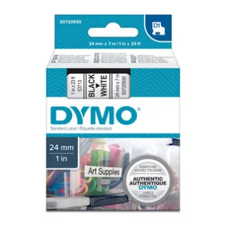 Dymo eredeti címkenyomtató szalag, Dymo, 53713, S0720930, fekete nyomtatás/fehér hátlap, 7m, 24mm, D1
