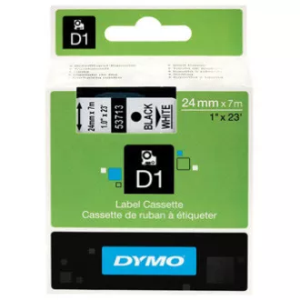 Dymo eredeti címkenyomtató szalag, Dymo, 53713, S0720930, fekete nyomtatás/fehér hátlap, 7m, 24mm, D1