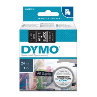 Dymo eredeti címkenyomtató szalag, Dymo, 53721, S0721010, fehér nyomtatás/fekete hátlap, 7m, 24mm, D1 Dymo eredeti címkenyomtató szalag, Dymo, 53721, S0721010, fehér nyomtatás/fekete hátlap, 7m, 24mm, D1