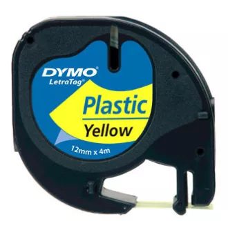 Dymo eredeti címkenyomtató szalag, Dymo, 59423, S0721620, fekete nyomtatás/sárga hátlap, 4m, 12mm, LetraTag műanyag szalag