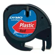 Dymo eredeti címkenyomtató szalag, Dymo, 91203, S0721630, fekete nyomtatás/piros hátlap, 4m, 12mm, LetraTag műanyag szalag