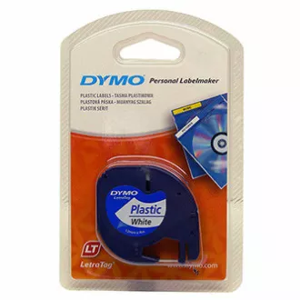 Dymo eredeti címkenyomtató szalag, Dymo, 91221, S0721660, fekete nyomtatás/fehér hátlap, 4m, 12mm, LetraTag műanyag szalag