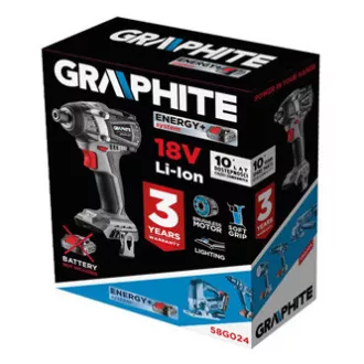 Ütvecsavarozó, kefe nélküli 58G024, akkumulátor, 18V, 1500mAh, grafit