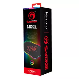 RGB egérpad, MG8, gaming, fekete, 350 x 250 mm, 3 mm, Marvo, RGB háttérvilágítás