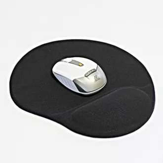 Egérpad, ergonomikus, zselés, fekete, logó, ELADÓ