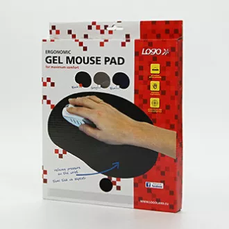 Egérpad, ergonomikus, zselés, fekete, logó, ELADÓ