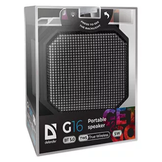 Defender hangszóró G16, Li-Ion, 1.0, 5W, fekete, hangerőszabályzó, LED háttérvilágítás, BT 5.0, TWS, 50Hz~20kHz, ELADÓ