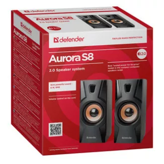 Defender hangszórók Aurora S8, 2.0, 8W, fekete, hangerőszabályzó, 70Hz~20kHz