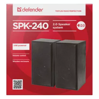 Defender hangszórók SPK 240, 2.0, 2x3W, fekete, hangerőszabályzó, fa, 100Hz ~ 18kHz