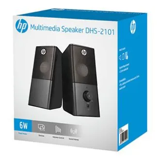 HP hangszórók DHS-2101, 2.0, 6W, fekete, hangerőszabályzó, asztali, 3,5 mm-es jack (USB), ELADÓ