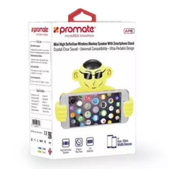 Promate Bluetooth hangszóró Ape, Li-Ion, 1.0, 3W, fehér, gyerekeknek, telefontartó, ELADÓ