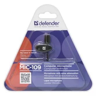Defender, csíptethető mikrofon, MIC-109, hangerőszabályzó nélkül, fekete, kihangosítás