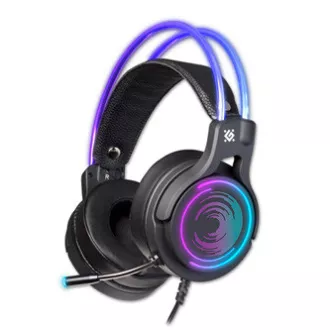 Defender Cosmo Pro RGB játék headset mikrofonnal, vezetékes, fekete, 7.1 (virtuális), 50 mm-es USB típusú meghajtókkal Defender Cosmo Pro RGB játék headset mikrofonnal, vezetékes, fekete, 7.1 (virtuális), 50 mm-es USB típusú meghajtókkal