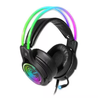 Defender Cosmo Pro RGB játék headset mikrofonnal, vezetékes, fekete, 7.1 (virtuális), 50 mm-es USB típusú meghajtókkal Defender Cosmo Pro RGB játék headset mikrofonnal, vezetékes, fekete, 7.1 (virtuális), 50 mm-es USB típusú meghajtókkal