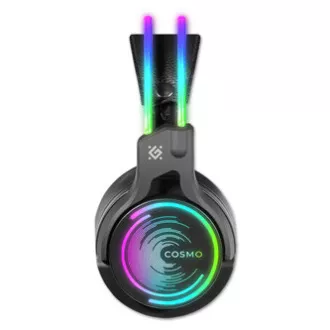 Defender Cosmo Pro RGB játék headset mikrofonnal, vezetékes, fekete, 7.1 (virtuális), 50 mm-es USB típusú meghajtókkal Defender Cosmo Pro RGB játék headset mikrofonnal, vezetékes, fekete, 7.1 (virtuális), 50 mm-es USB típusú meghajtókkal