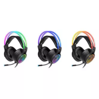 Defender Cosmo Pro RGB játék headset mikrofonnal, vezetékes, fekete, 7.1 (virtuális), 50 mm-es USB típusú meghajtókkal Defender Cosmo Pro RGB játék headset mikrofonnal, vezetékes, fekete, 7.1 (virtuális), 50 mm-es USB típusú meghajtókkal