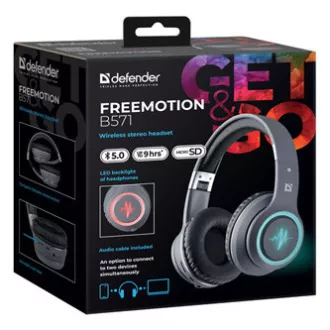 Defender FreeMotion B571 fejhallgató mikrofonnal, vezeték nélküli, szürke, 2.0, 40 mm-es mikro-USB típusú meghajtókkal