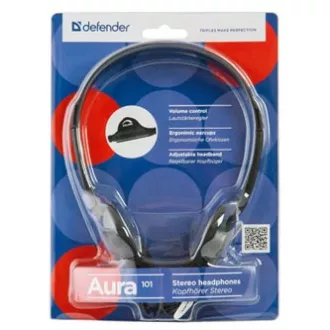 Defender Aura 101 fejhallgató, vezetékes, fekete, nyitott, 3,5 mm-es jack csatlakozóval