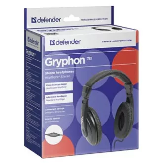 Defender Gryphon 751 fejhallgató, vezetékes, fekete, zárt, 3,5 mm-es jack csatlakozóval