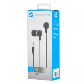 HP DHE-7000 fejhallgató mikrofonnal, vezetékes, fekete, 2.0, 3,5 mm-es fülhallgató csatlakozóval