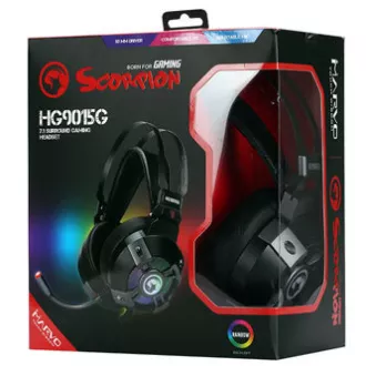 Marvo HG9015G fejhallgató mikrofonnal, vezetékes, fekete, 7.1 (virtuális), USB