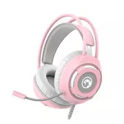 Marvo HG8936 fejhallgató mikrofonnal, vezetékes, rózsaszín, háttérvilágítás, 3,5 mm-es jack   USB